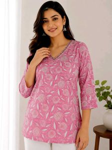 Pink floral kurti for college wear...💗✨