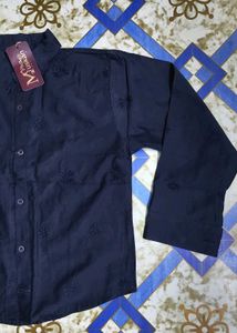 women Embroidered Navy Blue Shirt