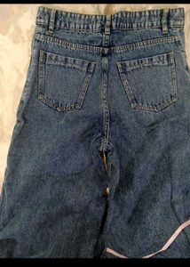 Blue Jeans with Pink Ribbon Detail