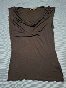 Elegant Brown Cowl Neck Top