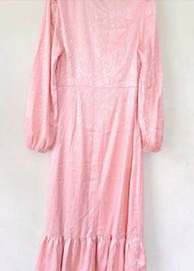 Chic Pink Ruffled Midi Dress