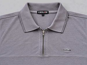Men's Grey Zip Polo Shirt