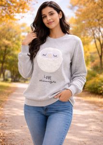Cute Owl Graphic Fleece Sweatshirt