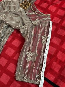 Grey Sequins Shirt With Dupatta