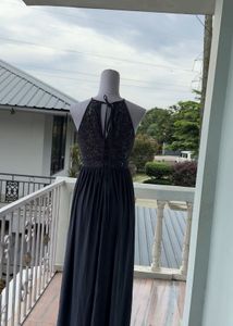 Elegant Grey Halter Neck Lace Dress