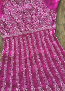 Stunning Magenta Chikankari Kurta