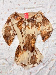 Sheer Floral Print top