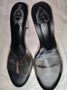 Maven Women’s Transparent Strap Heels – Black Eleg