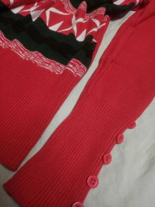 Red Patterned Knit Sweater