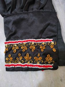 Designer Black Blouse with Gold Embroidery