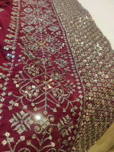 Embellished Maroon long kurta pant set(nyra cut)