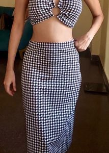 Houndstooth Halter Neck Crop Top