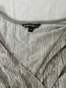 Gray Abstract v-neck Print Wrap Top