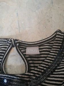 Striped Long Sleeve Top with Bow Detail