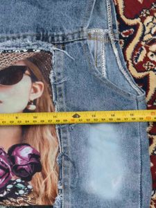 Unique Denim Vest with Art Print