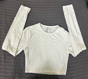 White H&M Basic Cropped Tee