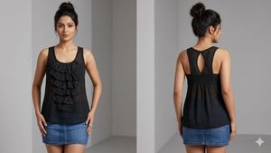 Vero Moda Elegant Black Ruffled Top