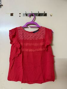 Red Lace Detail Top