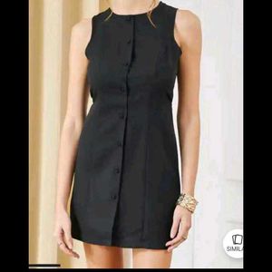 XXL size Sleek Black Button-Up Mini Dress