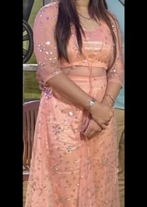Elegant Peach Sequined Outfit