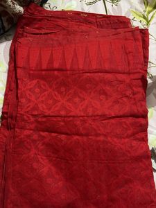 Vibrant Red Embroidered Saree