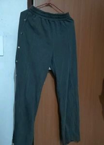 Olive Green Lounge Pants with Snap Detail