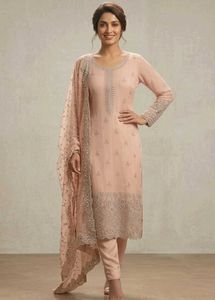 embroidery peach suit set