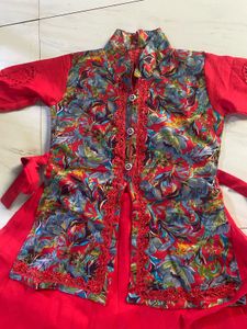 Adorable Red Ethnic Dress for Girls