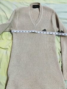 Adidas V-Neck Ribbed Knit Sweater