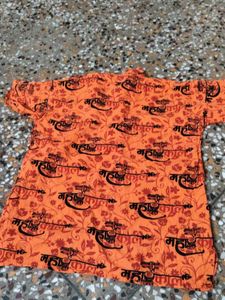 Cute Orange Printed Top and Denim Shorts Set
