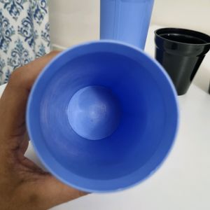 Vintage Blue Plastic Tumblers - Set of 2