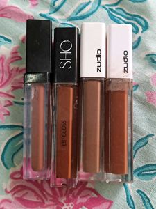 set of 4 brown Lip Gloss, zudio & other brands