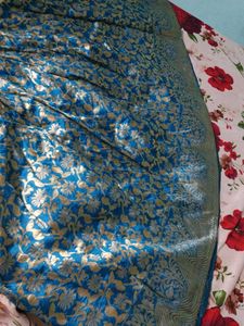Blue Ethnic Gown with Gold Print