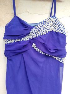 Blue Beaded Formal Dress