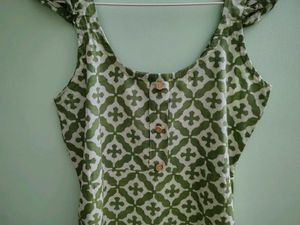 Chic Green Patterned Mini Dress