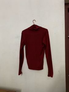 Maroon Turtleneck Top