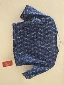 Indigo Block Print Blouse