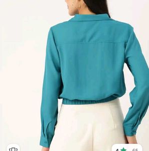 Chic Teal Wrap Top