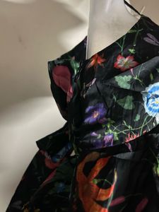 Black Floral Tiered Mini Dress