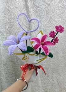 combo Handmade Flower Bouquet with Heart Decor