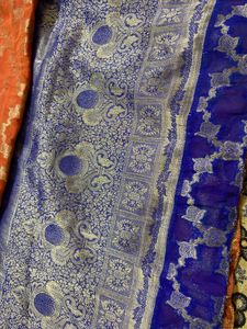 Beautiful Orange & Blue Saree❤️❤️