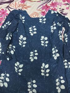 Blue Leaf Print Kurta
