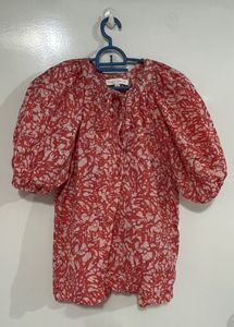 Red &amp; White Batik Print Kurta