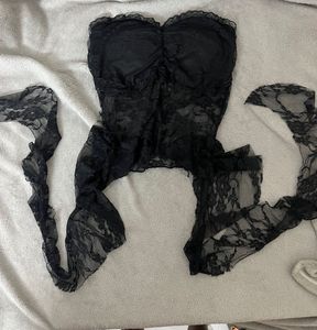 Sheer Black Lace Corset Top