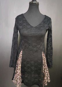 Black Lace Floral Insert Mini Dress