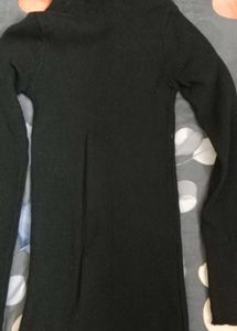 Black Ribbed Turtleneck Sweater