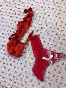 2 Pack Bras - Red &amp; Pink Stripe Lace