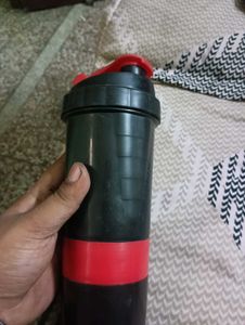 Black Shaker Bottle with Red Lid