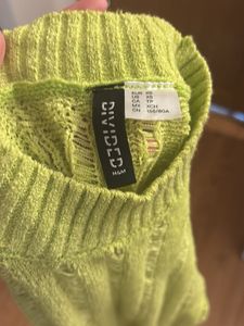Lime Green Cropped Knit Top
