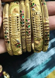 6 Golden Bangles Set